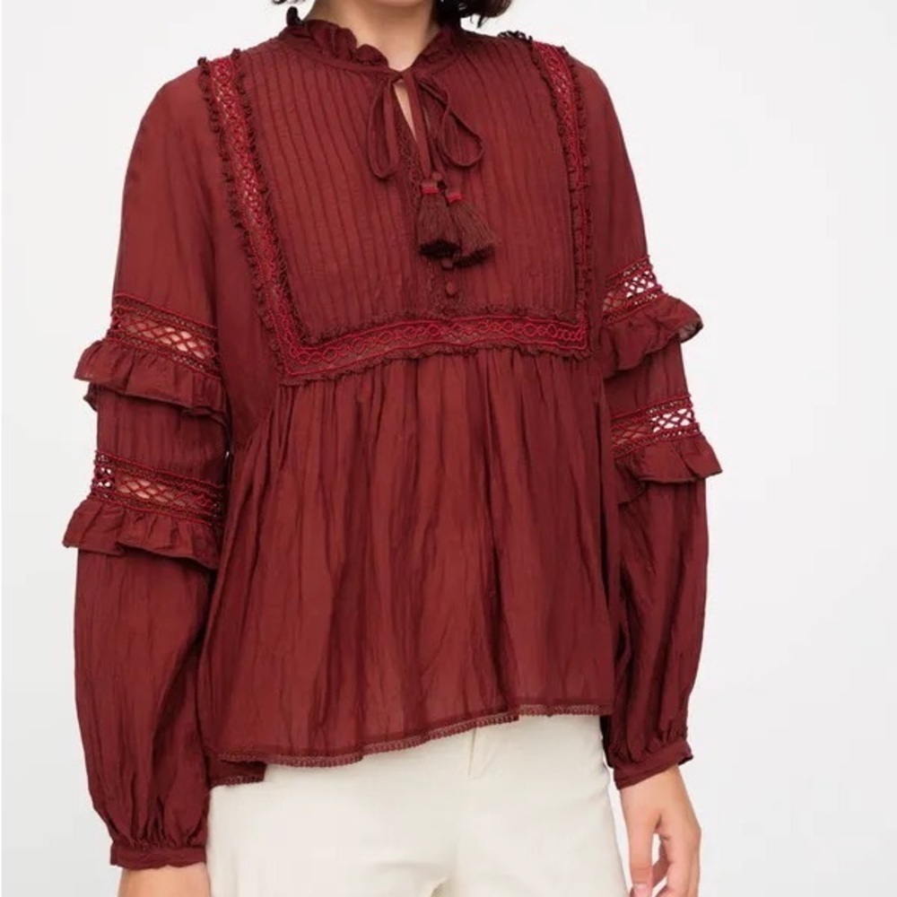 Tuckernuck Sea New York The Adaline Beaded Boho Blouse Size 2